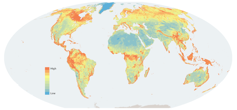 Areas of global significance for biodiversity conservation and carbon storage